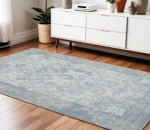 2' X 3' Gray Blue And Ivory Medallion Area Rug